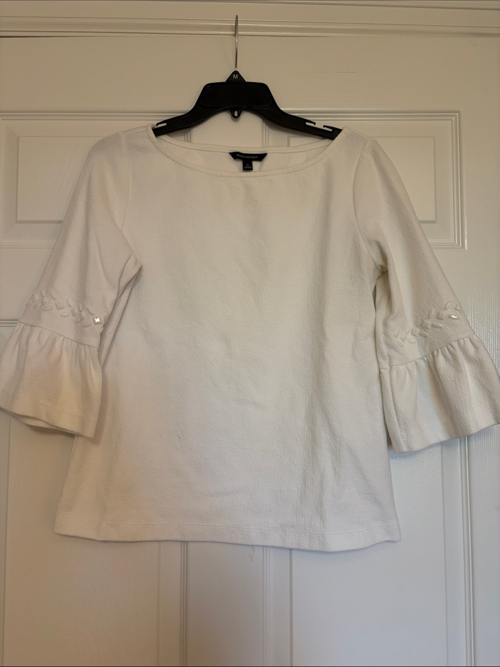 Banana Republic Cream Bell Sleeve Tunic with Embroidered Detail